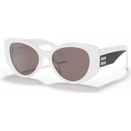 Солнцезащитные очки Miu Miu, бабочка, оправа: пластик, с защитой от УФ, для женщин, белый