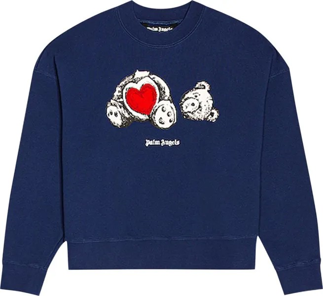 Толстовка Palm Angels Bear In Love Crewneck 'Blue/White', синий