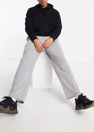 Серые меланжевые джоггеры с широкими штанинами 4505-Серый
