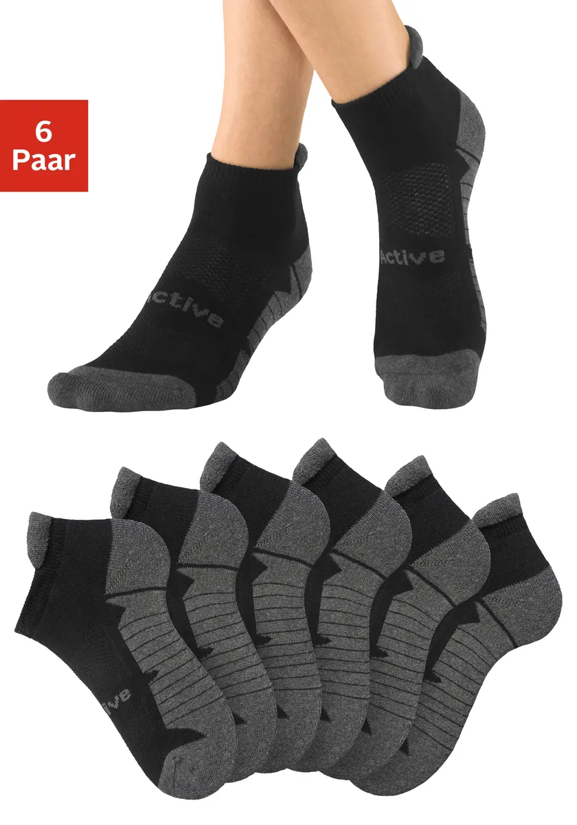 Носки-кеды LASCANA ACTIVE (упаковка 6 пар), на мягкой махровой подошве, черный