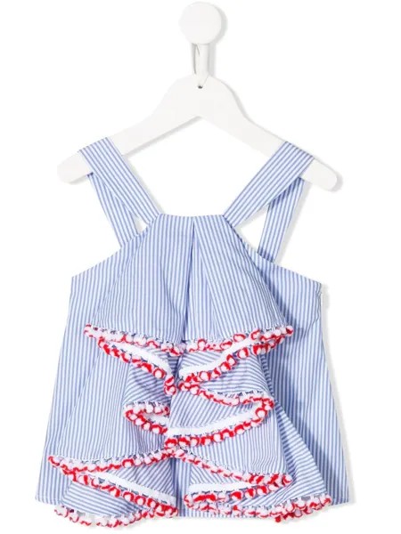 Stella Jean Kids полосатый топ на бретелях с оборками