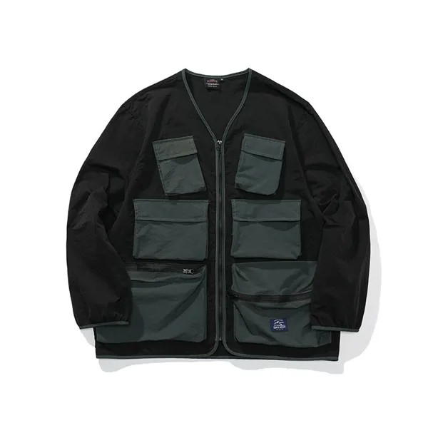 Куртка FEWQ мужская с V-образным вырезом, повседневный стильный пиджак в стиле сафари, с прострочкой и карманами, 24B783, весна 2023