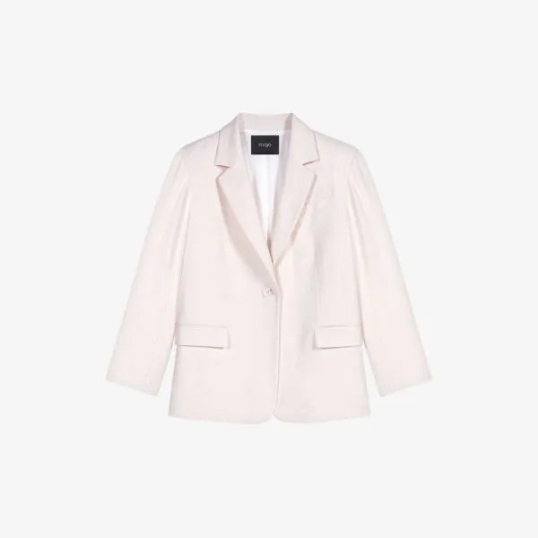 Однобортный пиджак свободного кроя из эластичной ткани Maje, цвет blanc