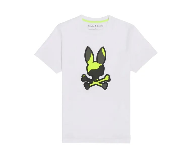 Мужская футболка Psycho Bunny Plano Camo с графическим принтом, белый