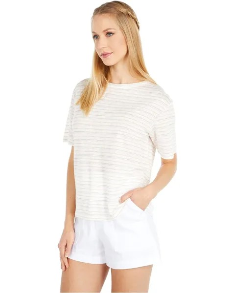 Футболка Vince Multi Stripe Boyfriend Tee, цвет Off-White/Light Dune/Papaya