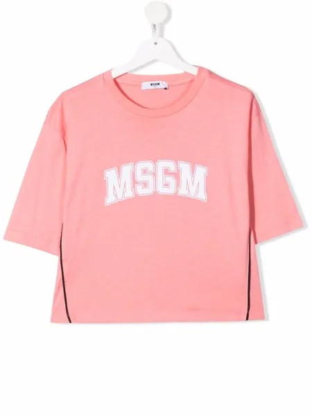 MSGM Kids укороченная футболка с логотипом