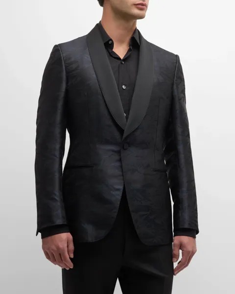 Мужской смокинг с жаккардовым шалью ZEGNA, цвет Navy Solid