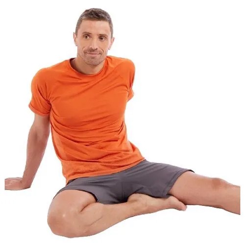 Футболка для динамической йоги бесшовная мужская оранжевая KIMJALY Х Декатлон M