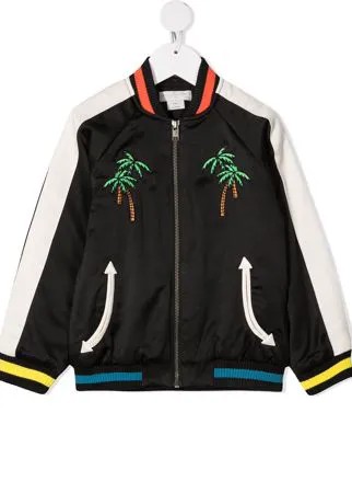 Stella McCartney Kids атласный бомбер с вышивкой
