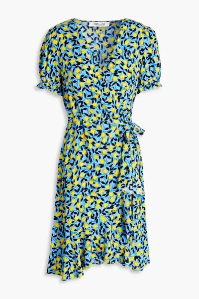 Креповое платье мини с запахом Emilia и принтом Diane Von Furstenberg, светло-синий