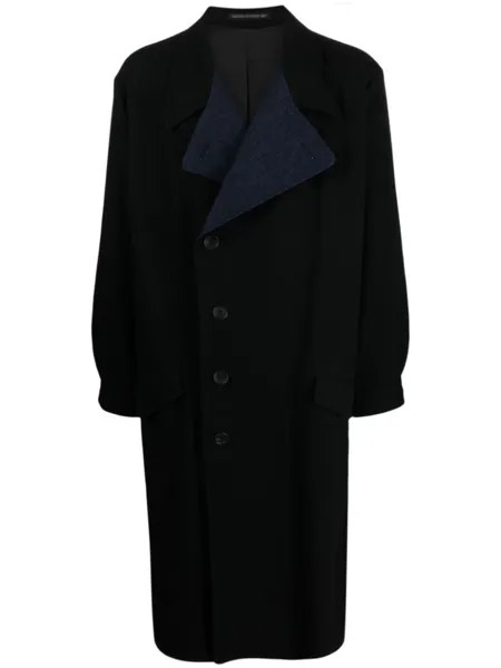 Yohji Yamamoto тренч с заостренными лацканами и поясом, черный