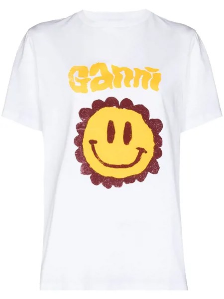 GANNI футболка с принтом Flower Smiley