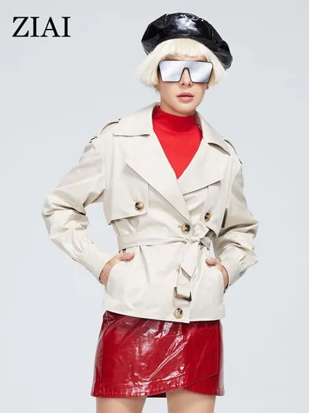 Горячая Распродажа 2021, весенне-осеннее женское короткое пальто ZIAI, модный трендовый женский дождевик, деловая ветровка