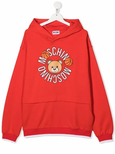 Moschino Kids Teddy bear-print fleece hoodie
