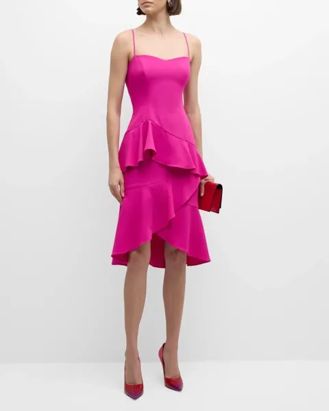 Платье миди с рюшами и высоким вырезом Barbados Black Halo, цвет Vibrant Pink