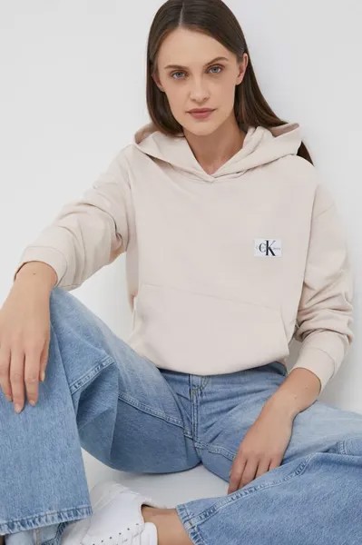 Хлопковая толстовка Calvin Klein Jeans, бежевый