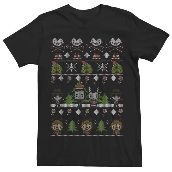 Мужская универсальная футболка с рисунком «Рождественская группа монстров» в стиле уродливого свитера Licensed Character