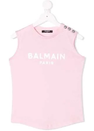 Balmain Kids топ без рукавов с логотипом
