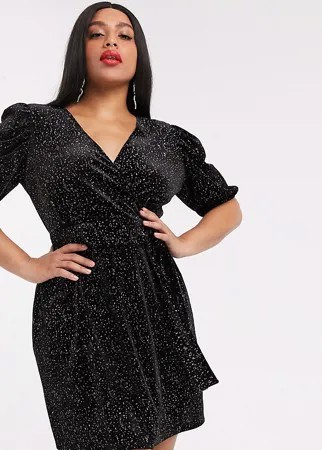 Бархатное чайное платье мини ASOS DESIGN Curve-Черный цвет