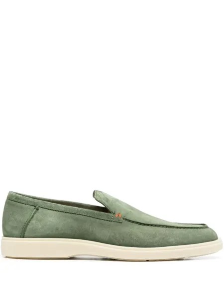 Santoni лоферы с миндалевидным носком, зеленый