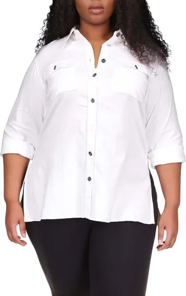 Рубашка Plus Size Linen Slub Tunic MICHAEL Michael Kors, белый