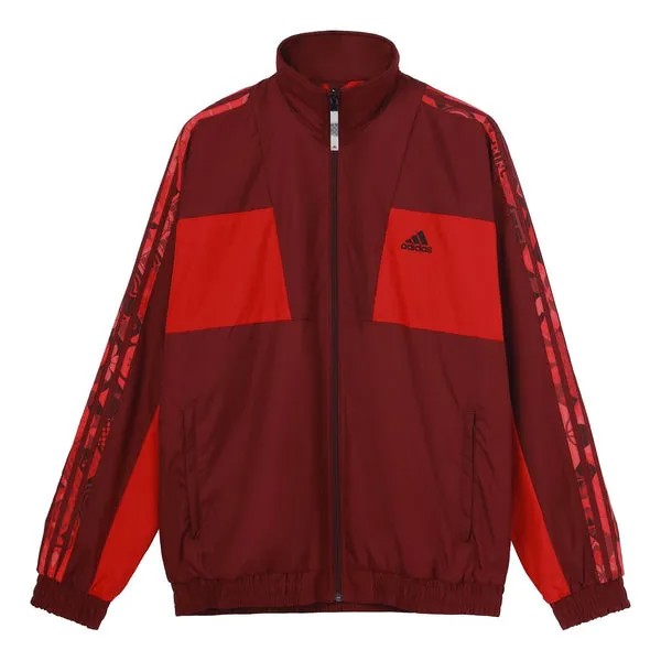 Куртка adidas limited Reversible Fleece Lined Colorblock Stand Collar logo Jacket Red, красный