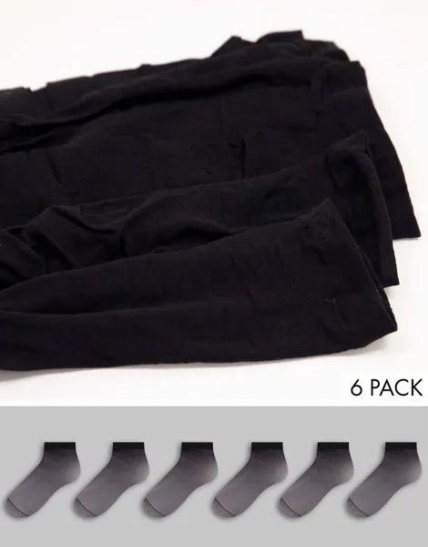 Набор из 6 пар черных прозрачных носков Accessorize-Черный цвет