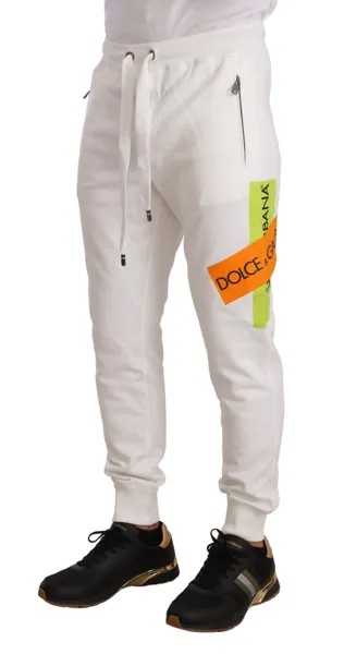 Брюки DOLCE - GABBANA Белые хлопковые спортивные штаны с нашивкой-логотипом для бега s. ИТ48/М