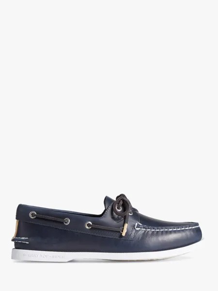 Оригинальные кожаные топсайдеры Sperry, темно-синие