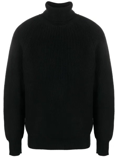 Lardini шерстяной джемпер в рубчик с высоким воротником, черный