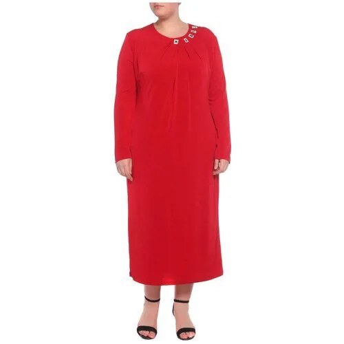 Платье Valtusi, шифон, вискоза, вечернее, полуприлегающее, макси, размер XXL, красный