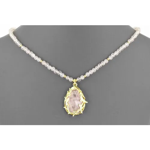 Бусы Minera, горный хрусталь, розовый кварц, длина 43 см