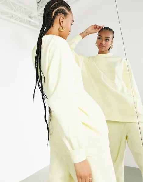 Бледно-желтый свитшот в стиле oversized ASOS EDITION-Белый