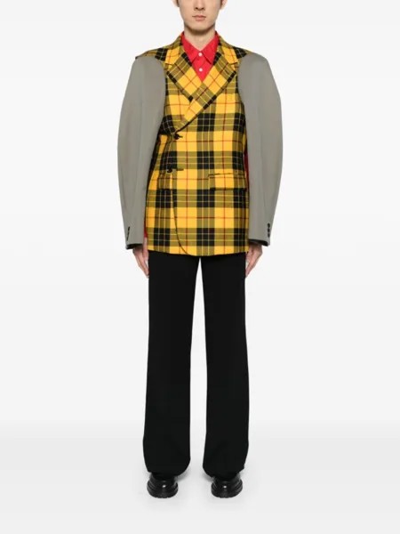 Comme des Garçons Homme Plus шерстяной пиджак в клетку, желтый