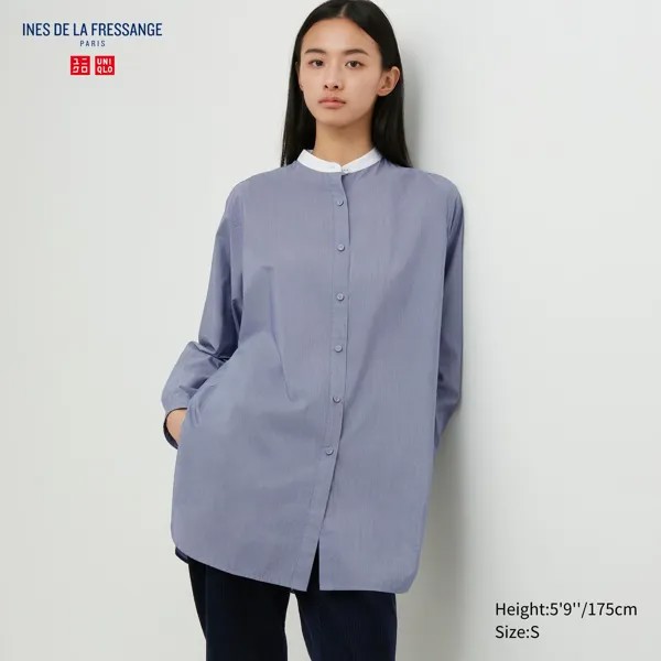 Туника из хлопковой и шелковой смеси Uniqlo, синий