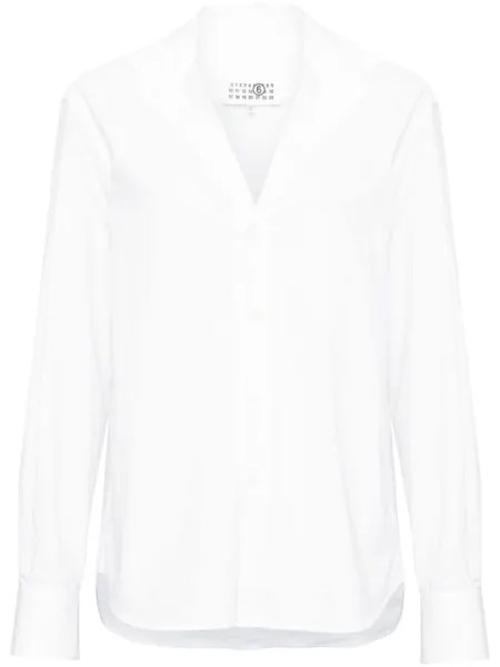 MM6 Maison Margiela хлопковая рубашка с V-образным вырезом, белый