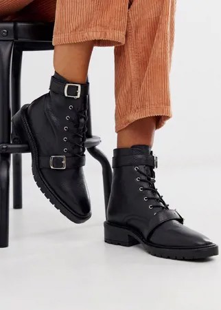 Черные кожаные ботинки в стиле милитари ASOS DESIGN Astrid-Черный