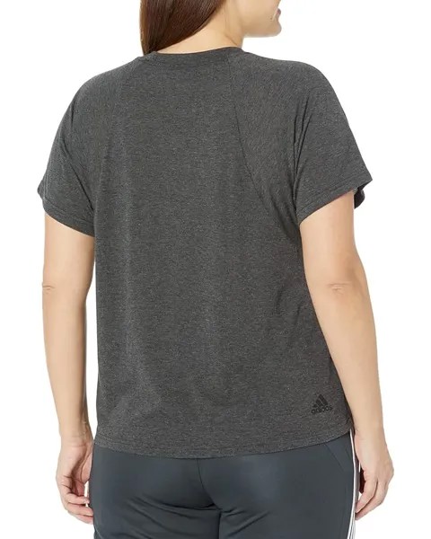 Футболка Adidas Plus Size Future Icons Winners 3.0 Tee, цвет Black Melange/Grey