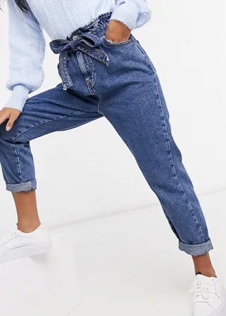 Синие джинсы New Look Petite с присборенной талией-Синий