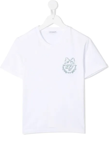 Dolce & Gabbana Kids футболка с вышитым логотипом