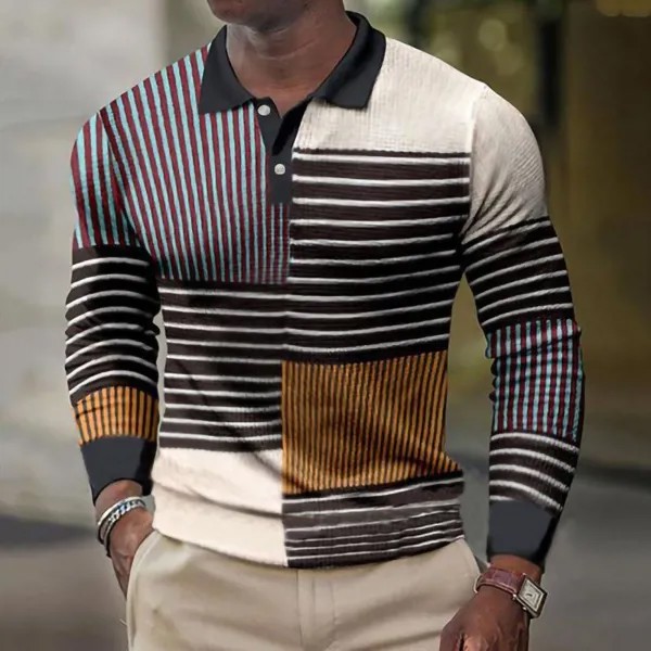 2022 Мода Европейская и американская Новая мужская повседневная лапчатка Пуловер Цифровая печать Мужская рубашка поло