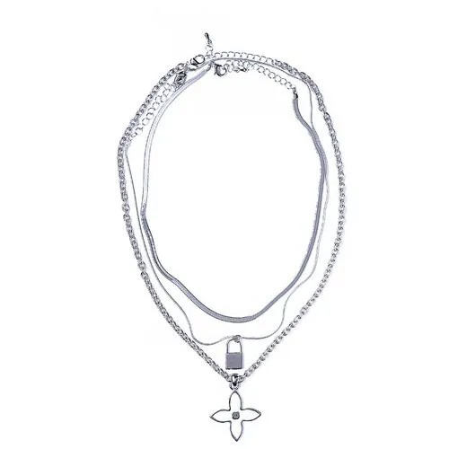 Колье Moon Paris, Valentine, 3 цепи, с подвесками, MVL-21.11-013 серебристый