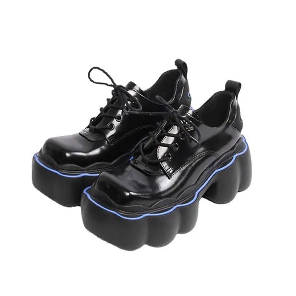 2022 японские кожаные туфли jk на платформе, обувь на толстой подошве с большим носком, Новая повседневная обувь, лакированные кожаные лоферы в...