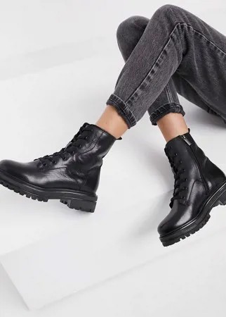 Черные кожаные массивные ботинки на шнуровке Rule London-Черный