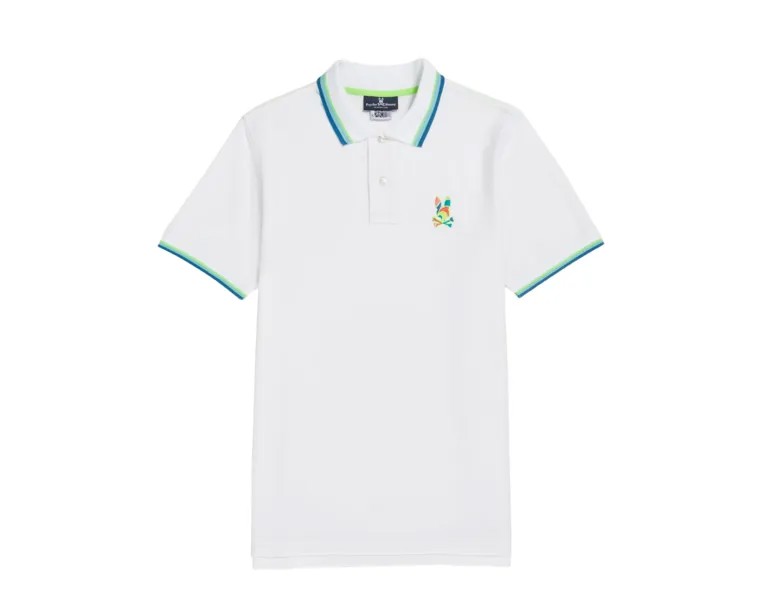 Мужская рубашка-поло с воротником в полоску Psycho Bunny Big & Tall Hilsboro B9K104W1PC-WHT, белый