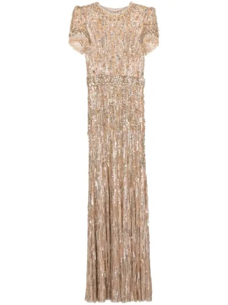 Jenny Packham платье Roxy с пайетками, нейтральный цвет