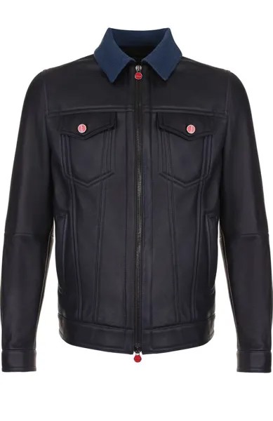 Укороченная дубленка на молнии с отложным воротником Kiton