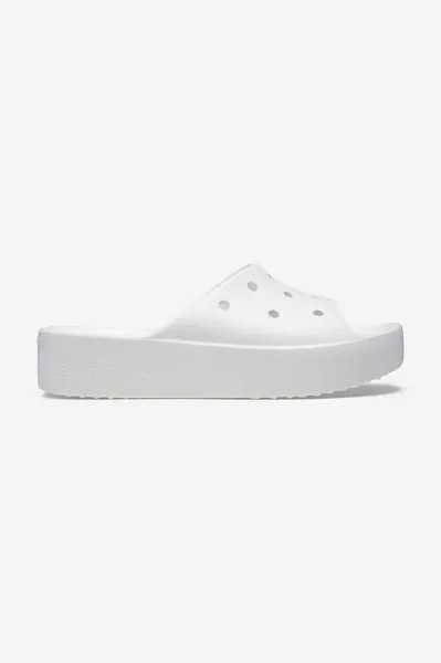 Классические шлепанцы на платформе Crocs, белый