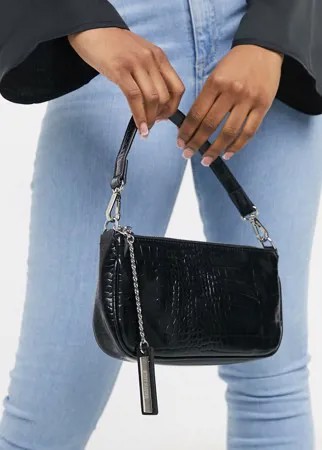 Черная сумка на плечо с эффектом крокодиловой кожи Steve Madden BCrucial-Черный цвет