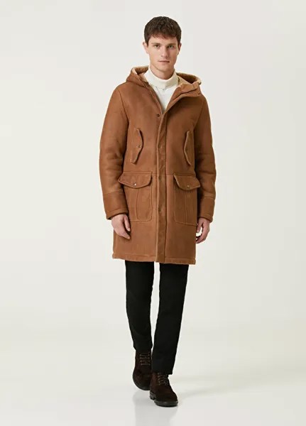 Замшевая куртка светло-коричневого цвета с капюшоном Salvatore Santoro
